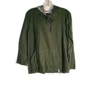 Free Planet Olive Green Cotton Hoodie‎ Long Sleeve Casual Comfy Top